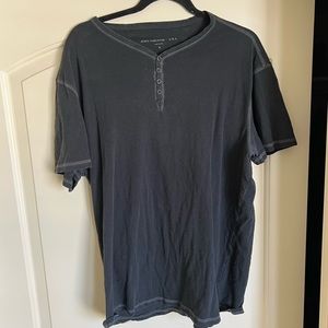 John Varvatos Black Short Sleeve Henley XL